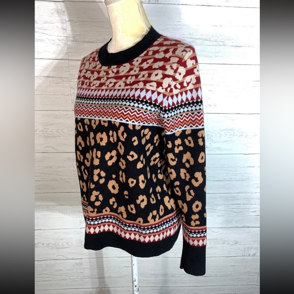 Andree By Unit Size M Leopard Print Pullover Sweater - Picture 3 of 13